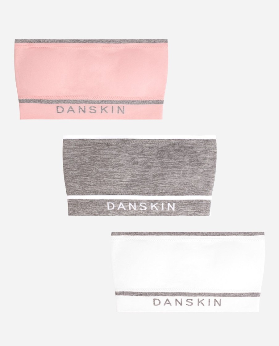 Girls DANSKIN | Girls 3-Pack Seamless Bandeau Blush Pink Multi