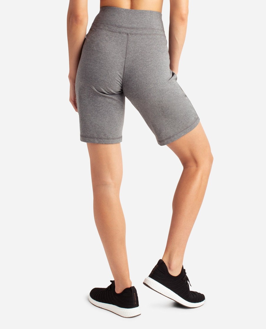 Women DANSKIN Shorts | Wide Waistband Bermuda Shorts Charcoal Grey Heather