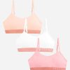 Girls DANSKIN | Girls 3-Pack Seamless Bra With Lurex Logo Band Peach Puree Multi