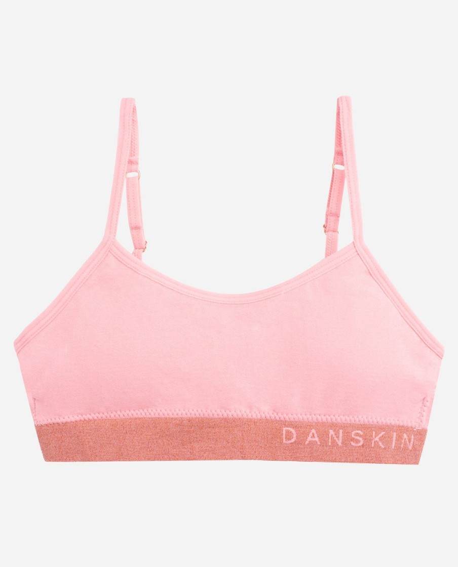 Girls DANSKIN | Girls 3-Pack Seamless Bra With Lurex Logo Band Peach Puree Multi