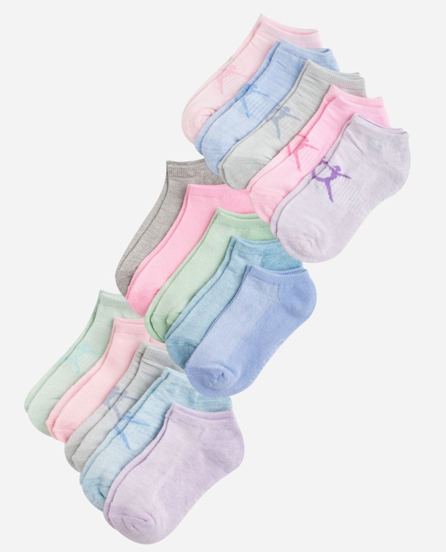 Footwear DANSKIN Socks | Girls 15-Pack Dancer Half Cushion No Show Socks Pastel Dancer