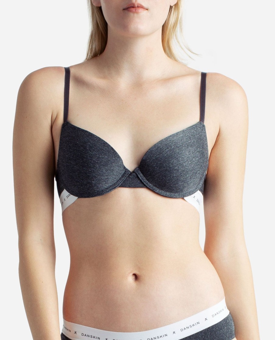 Women DANSKIN | 2-Pack Push Up Bra With Danskin Logo Elastic Band Heather Grey Multi