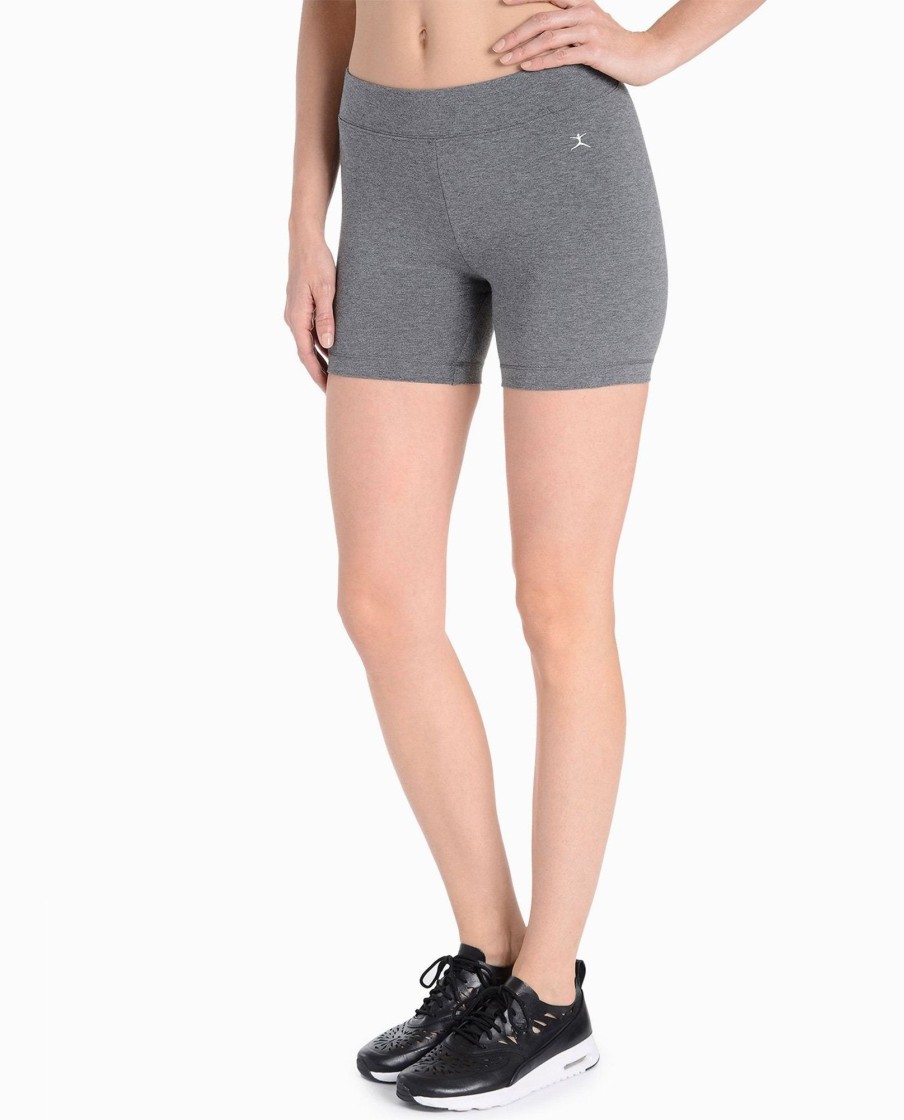 Women DANSKIN Shorts | Essentials Five Inch Bike Short Charcoal Grey Heather