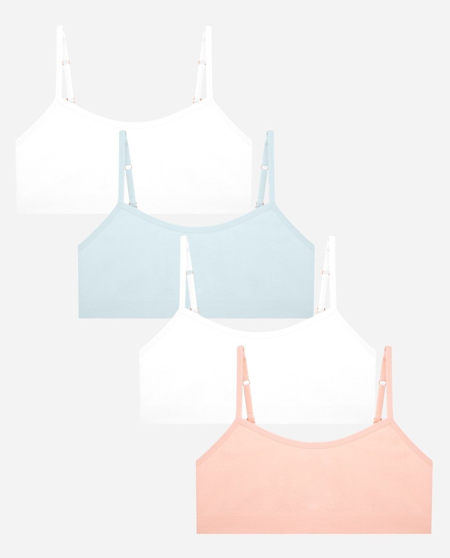 Girls DANSKIN | Girls 4-Pack Seamless Unpadded Bralette Peach Puree Multi