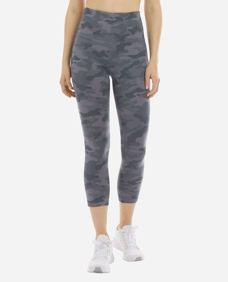 Women DANSKIN Leggings | Camo Print High Rise Capri Legging Grey Camo Print