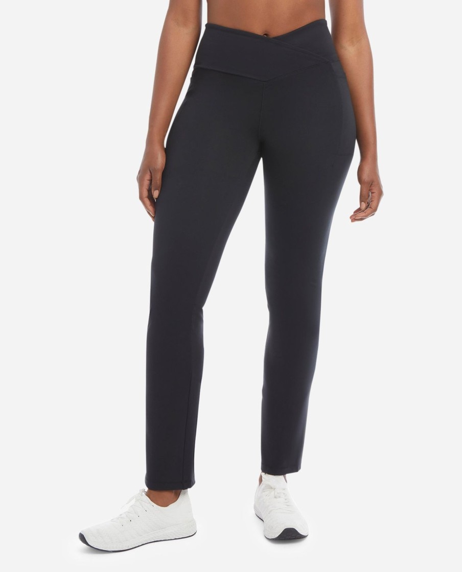 Women DANSKIN Pants | Studio Cross Waist Flare Pants Black Salt