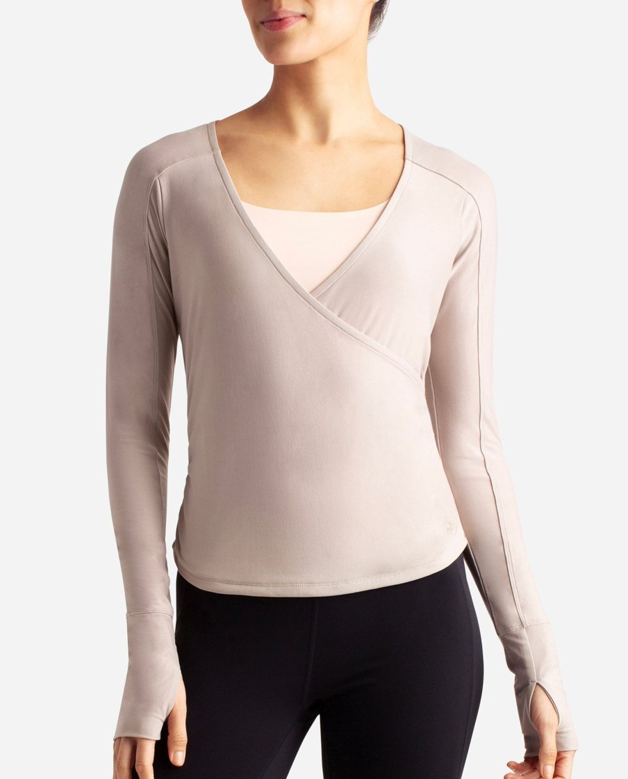 Women DANSKIN Shirts + Tanks | Barre Wrap Long Sleeve Top