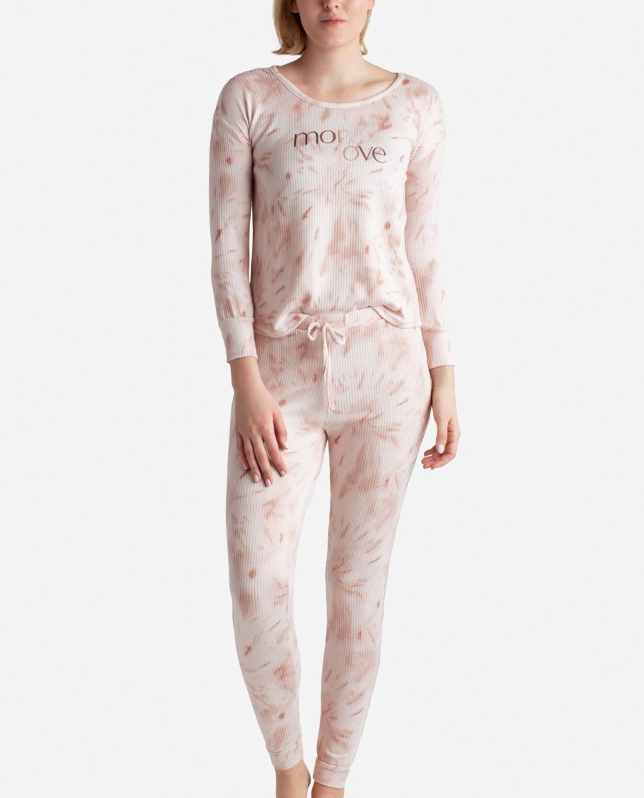 Women DANSKIN | Ribbed Hacci Sleep Set With Jogger Tawny Tie Dye