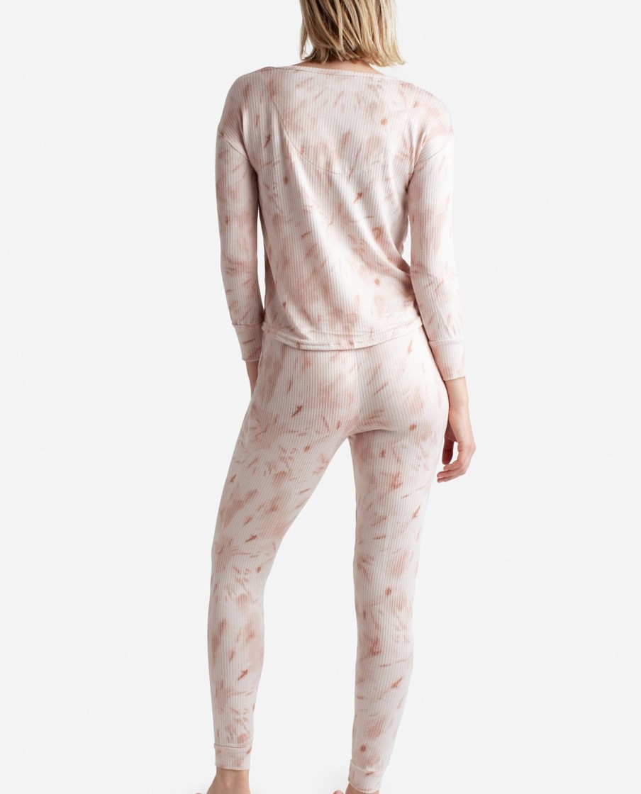 Women DANSKIN | Ribbed Hacci Sleep Set With Jogger Tawny Tie Dye