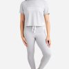 Women DANSKIN | Ribbed Boxy Raglan Tee Sleep Set With High Waisted Leggings Rainstorm