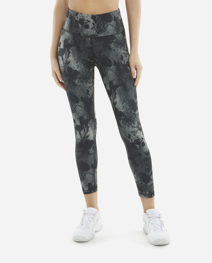 Women DANSKIN Leggings | Spray Floral 7/8 Legging Black/Grey