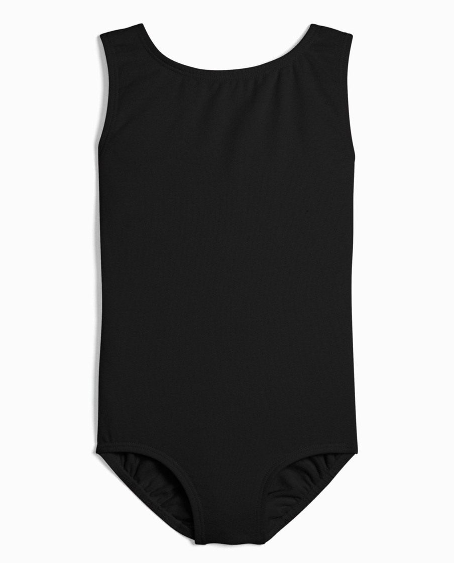 Girls DANSKIN | Girl'S Cotton High Neck Tank Leotard Black