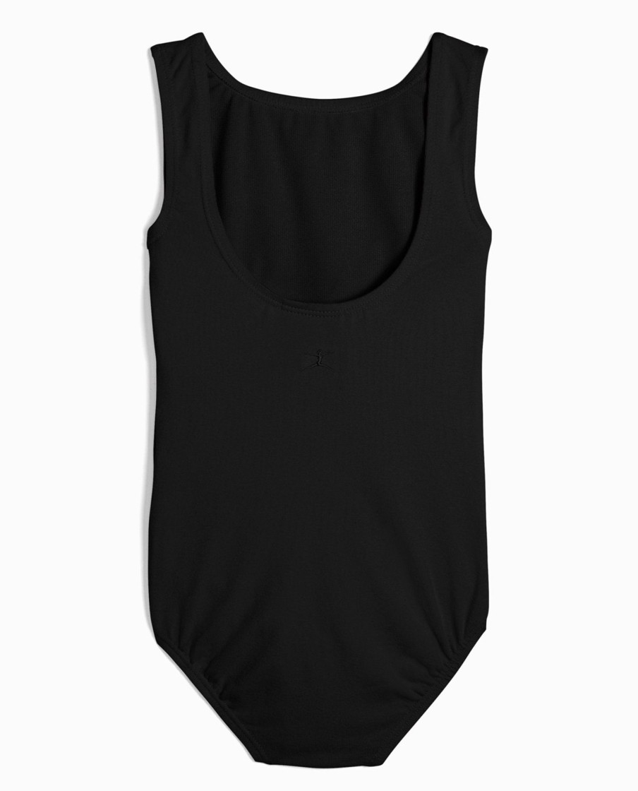 Girls DANSKIN | Girl'S Cotton High Neck Tank Leotard Black