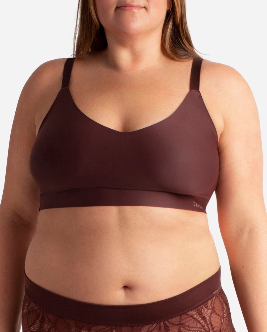 Women DANSKIN | 2-Pack V-Neck Laser Bralette Chutney/True Brunette