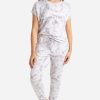 Women DANSKIN | Ribbed Brushed Hacci Sleep Set With Jogger Grey Tendrils