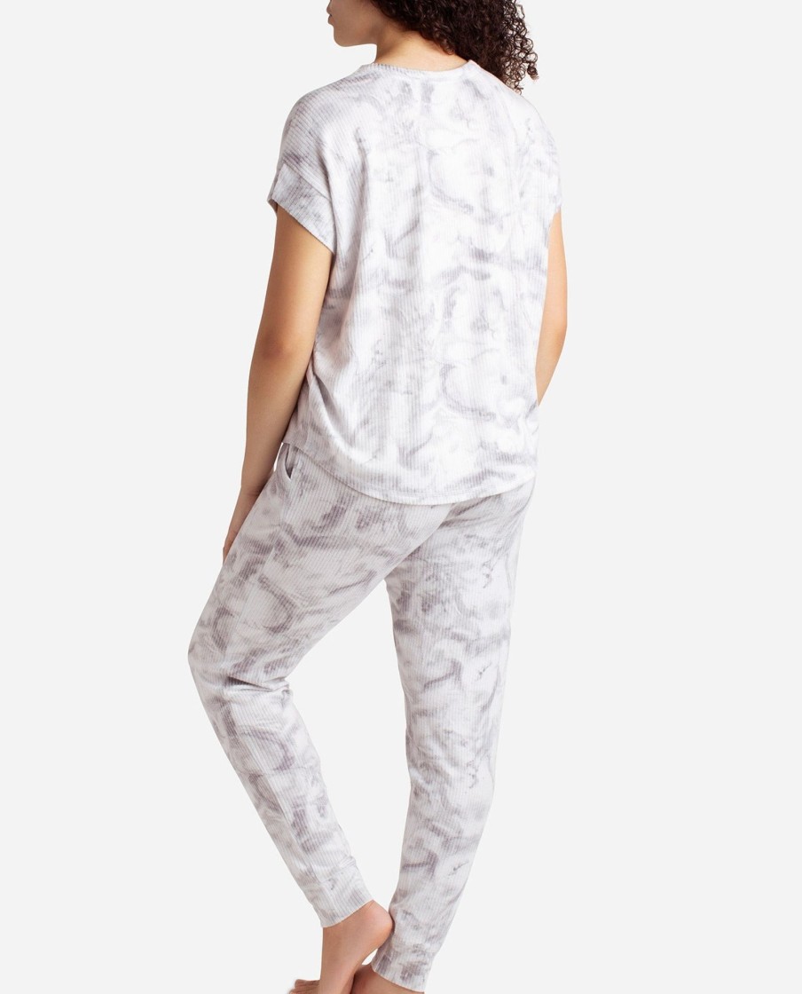 Women DANSKIN | Ribbed Brushed Hacci Sleep Set With Jogger Grey Tendrils