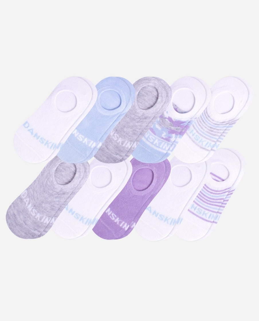 Footwear DANSKIN Socks | Girls 10-Pack Watercolor Hi-Rise Liners Purple/Blue Watercolor