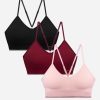 Women DANSKIN | 3-Pack Seamless Braid Texture Bralette With Contrast Line Pink Earth Multi