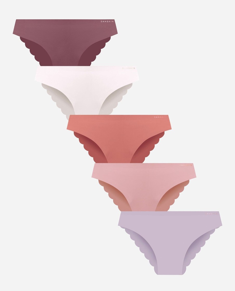 Women DANSKIN | Laser 5-Pack Tanga Panty Blush Linen Multi