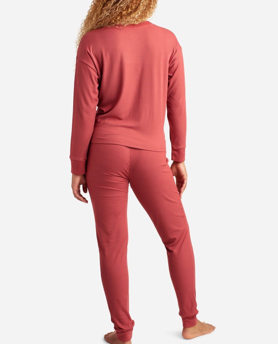 Women DANSKIN | Crew Neck Pullover Sleep Set With Jogger Coastal Redwood