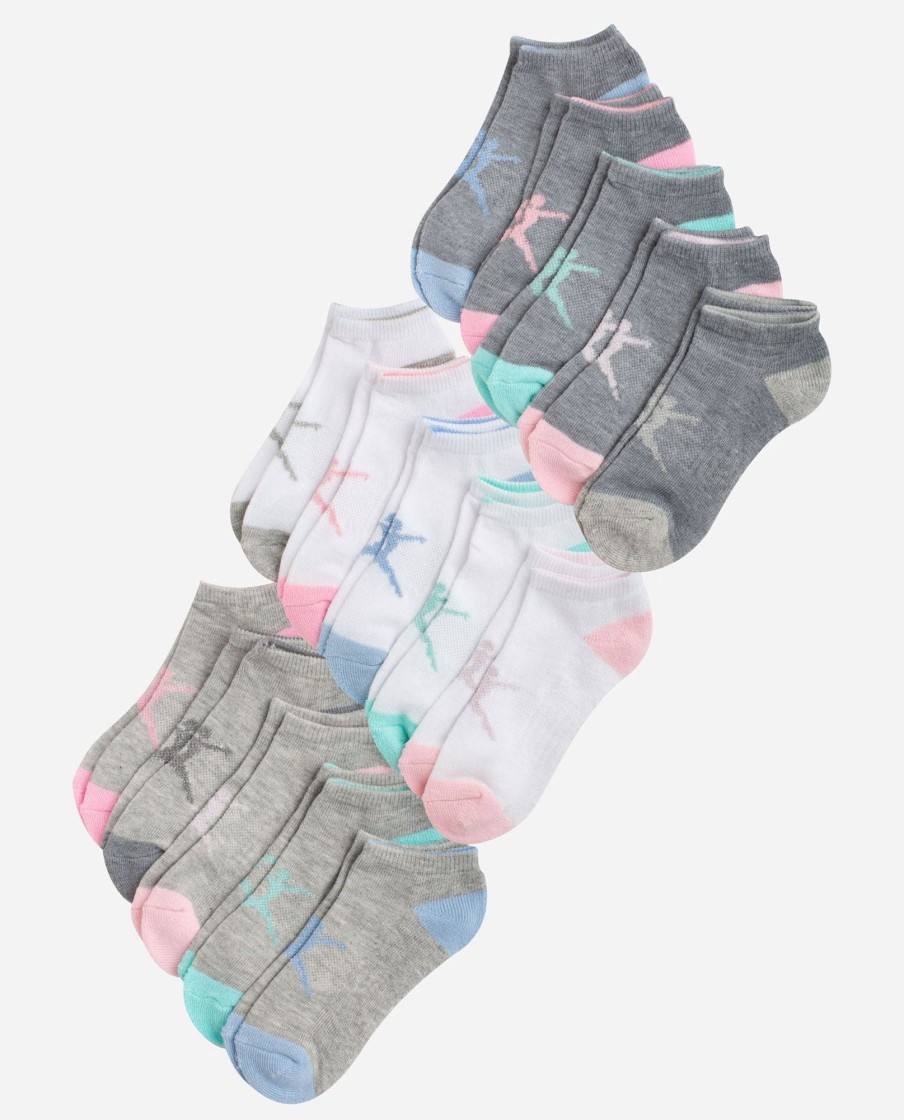 Footwear DANSKIN Socks | Girls 15-Pack Lurex Dancers Half Cushion No Show Socks Pastel Lurex Dancers