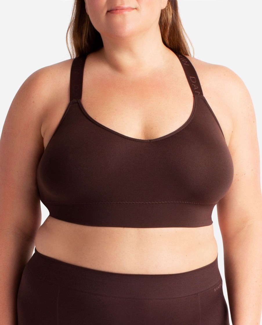 Women DANSKIN | 2-Pack Seamless Longline Bra With Logo Straps Deep Terracotta/Cindered Wood