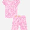 Girls DANSKIN | Girls Ribbed Short Sleeve Sleep Set Sunset Tie Dye