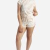 Women DANSKIN | Ribbed Short Sleeve Sleep Set With Shorts Multi Marble