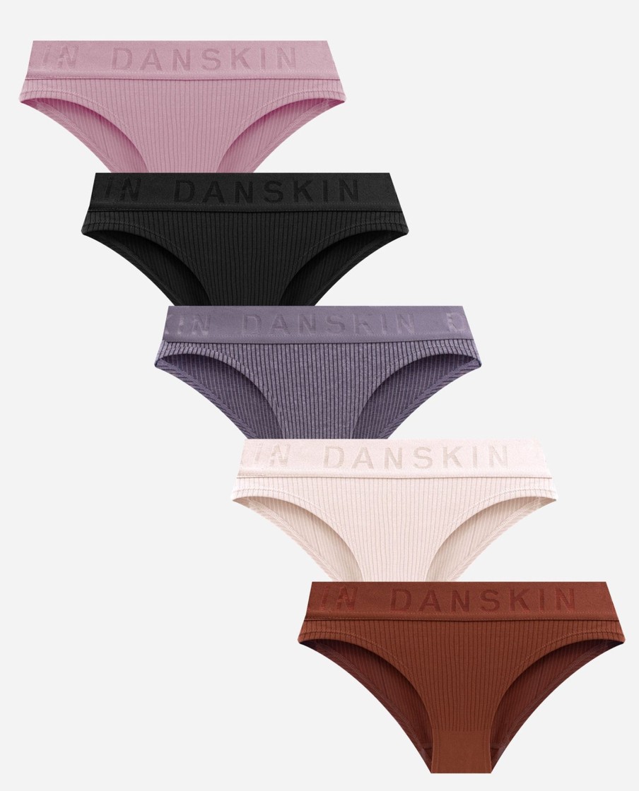 Women DANSKIN | 5-Pack Ribbed Bikini Underwear