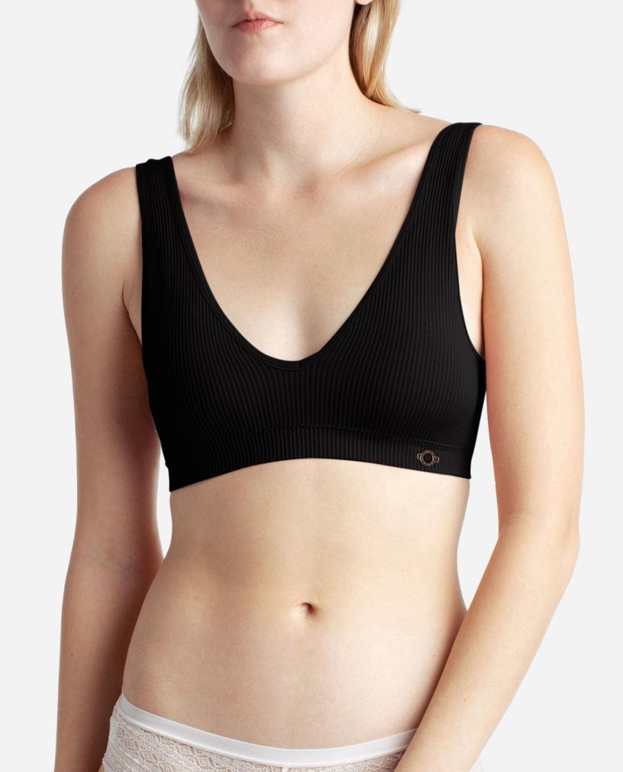 Women DANSKIN | 3-Pack Seamless Deep V Bralette Black Multi