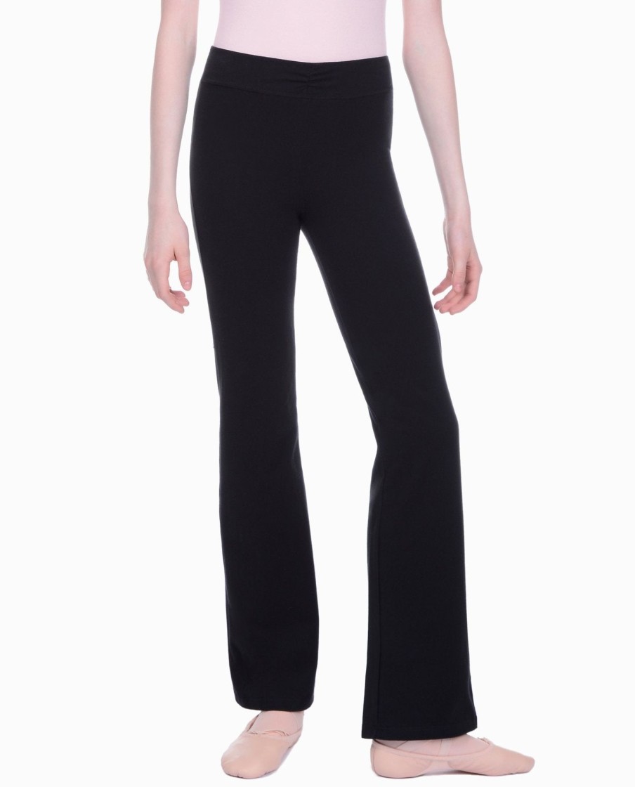 Girls DANSKIN | Girl'S Shirred-Waist Bootcut Pant Black