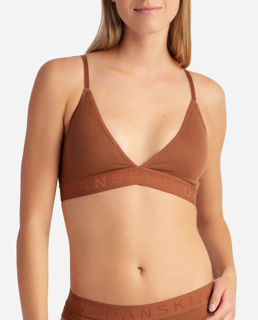 Women DANSKIN | 3-Pack Ribbed Seamless Bralette Sienna Amber Multi