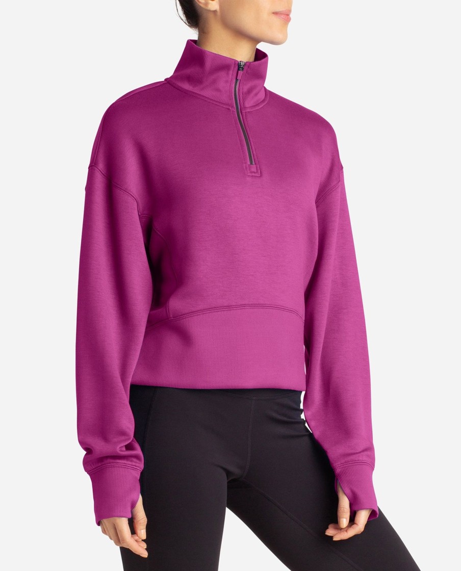 Women DANSKIN Jackets + Pullovers | Scuba Corset Half-Zip